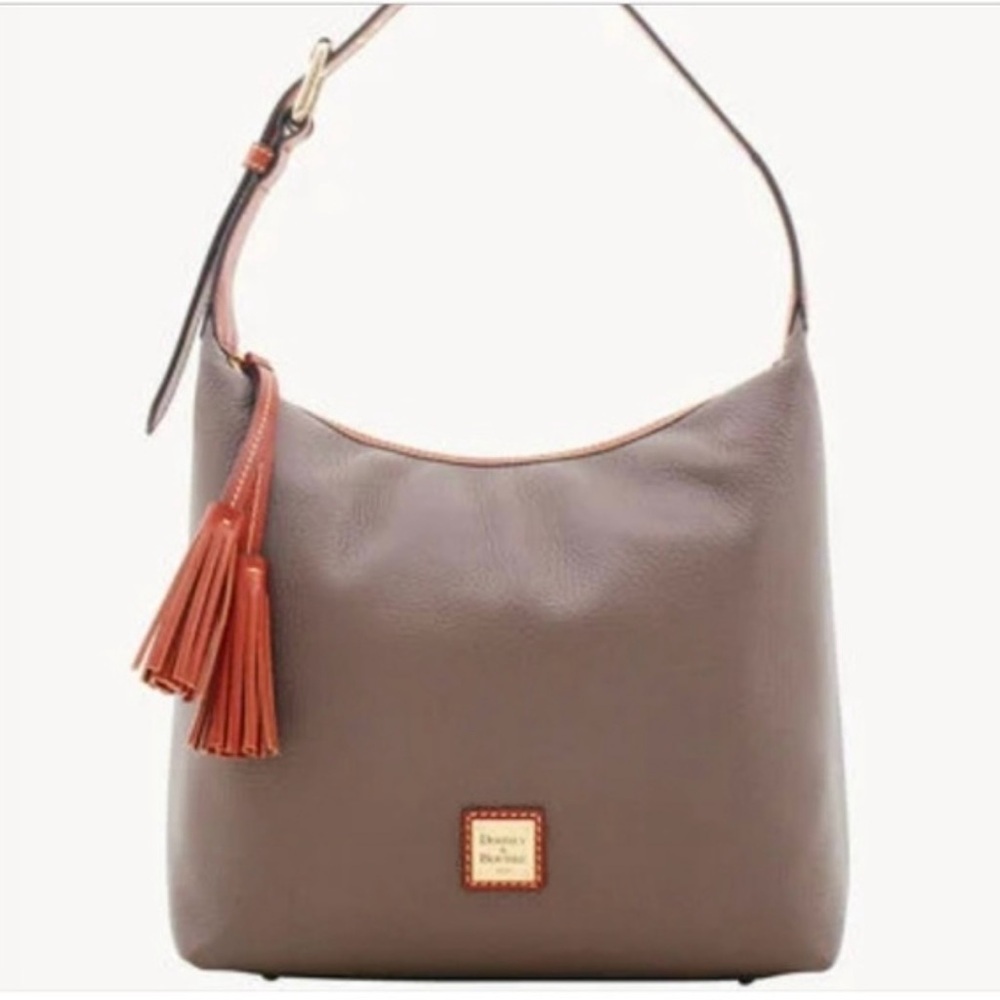 Dooney & Bourke Leather Patterson Paige Sac Hobo Bag Taupe & Brown Preowned